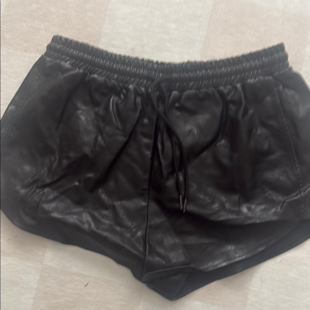 Superdown Glossy Black Shorts - Vegan Leather